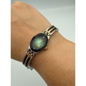 Armitron Womens Green Dial Two-Tone Quartz Now Diamond Watch
